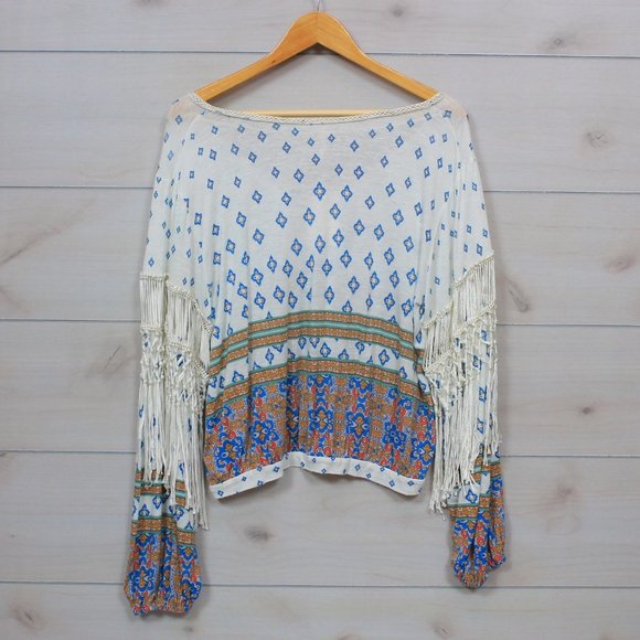 Free People Fringe Macra Maze Me Boho Blouse - Picture 8 of 8